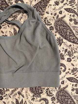 Top Crop Gris Azulado Sin Costuras Talla L