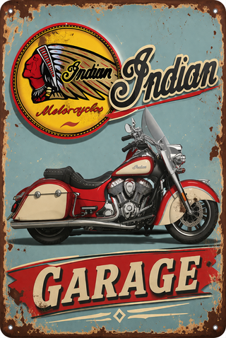 Chapa Decorativa Indian Garage Moto Vintage