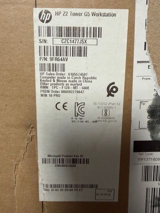 HP Z2 G5 Workstation i7 16GB SSD NUEVO