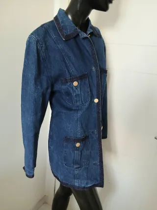 Soprabito/Giacca lunga jeans blu imbottito M/L don