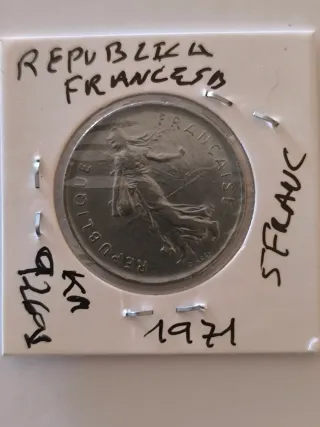 Moneda 5 Francos Francia 1971 Sembradora SC