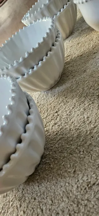 Juego de 4 cuencos blancos de cerámica