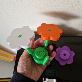 Ramillete Flores LEGO Naranja-Morado-Blanco