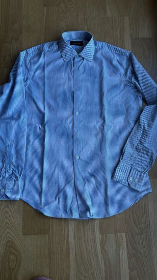 Camisa algodón “Massimo Dutti”cuadros azul