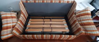 Sofá Cama 2 Plazas Tela naranja y  Beige