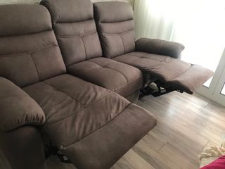 Sofá de piel sintética marrón se estiran 2 asiento