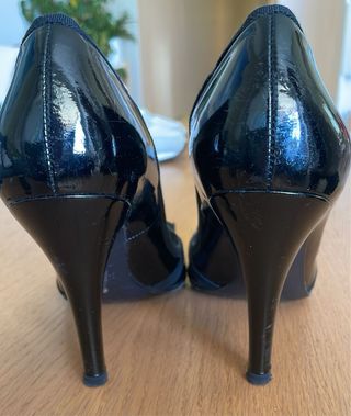 Tacones Pura Lopez T38.5 negro  Charol