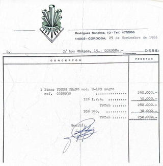 Piano de pared Young Chang U-109 negro