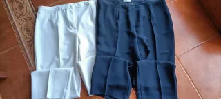 2 Pantalones señora de pinzas SARALBA .Tela fresca