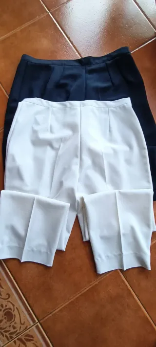 2 Pantalones señora de pinzas SARALBA .Tela fresca