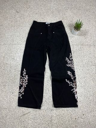 Jeans Y2k neri ricamati taglia M