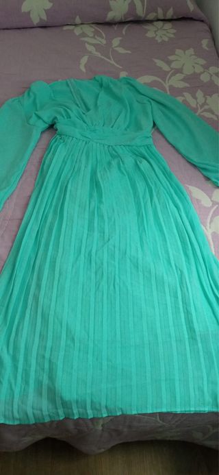 Vestido midi verde azulado