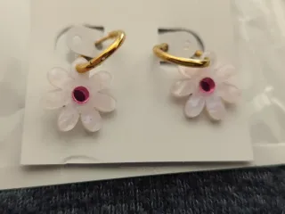 Pendientes metacrilato flor rosa