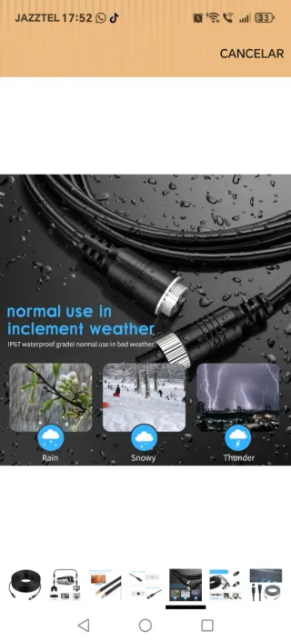 Cable de Extensión 4 Pines Aviación Impermeable