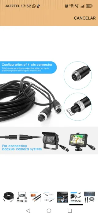 Cable de Extensión 4 Pines Aviación Impermeable