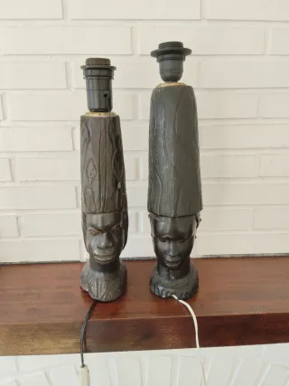 Lámparas de madera tallada estilo africano