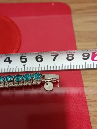 Pulsera Plata 925 Azul Agua Marina 17cm