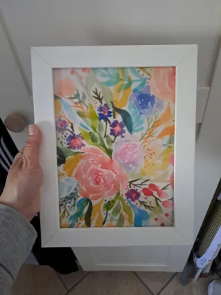 Cuadro decorativo flores acuarela