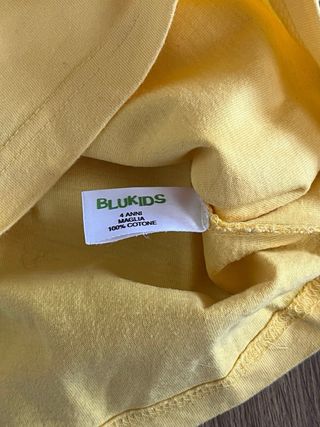 Maglia maniche lunghe gialla bambino 100% cotone