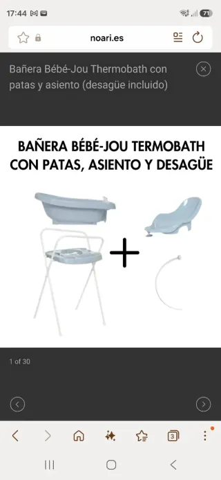 Bañera Bébé-Jou Thermobath con patas y asiento