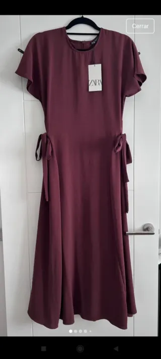 Vestido midi Zara morado talla L