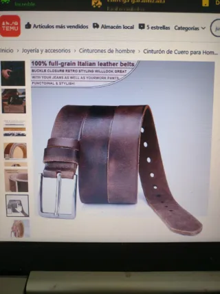 Cinturón de cuero marrón hombre