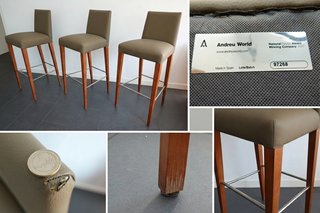 3 Taburetes Andreu World | New Anna (Piel y Nogal)