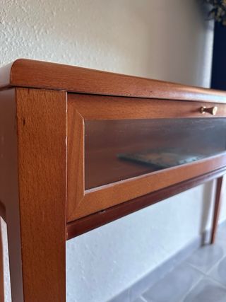 Consola recibidor madera y cristal