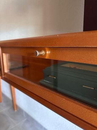 Consola recibidor madera y cristal