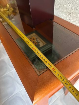 Consola recibidor madera y cristal