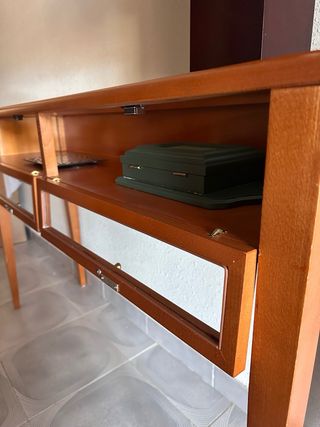 Consola recibidor madera y cristal