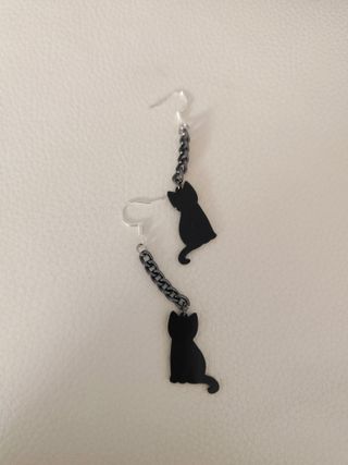Pendientes gato cadena plata 925
