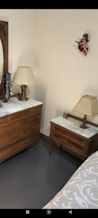 Conjunto 2 mesitas de noche madera y mármol