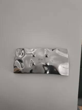 Bandeja decorativa metal plateada