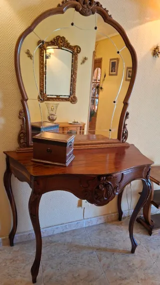 Mesa consola madera con espejo
