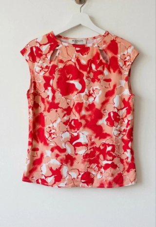 Blusa Vintage Floral Coral Talla Única
