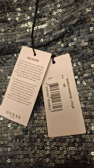 Falda Guess Lentejuelas Plata Mini