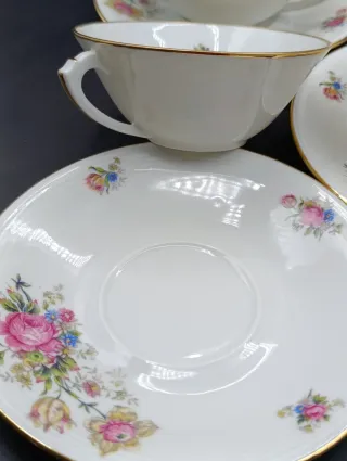 Juego de café Limoges porcelana floral