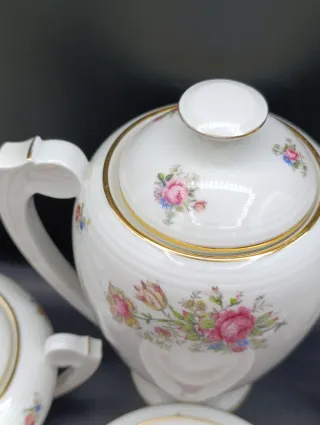 Juego de café Limoges porcelana floral