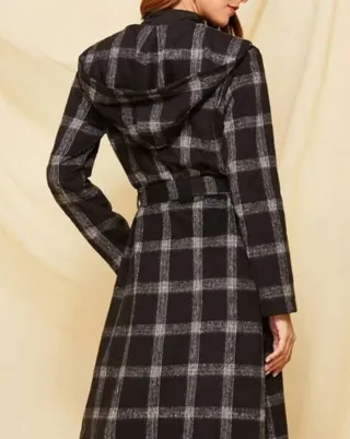 SHEIN - Abrigo largo a cuadros