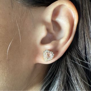 Pendientes oro 18K con Padparadscha natural y diam