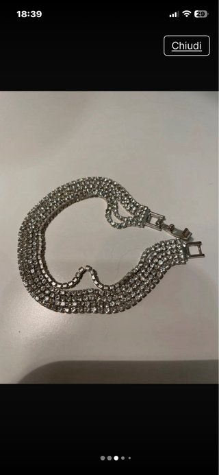 Bracciale vintage strass argento