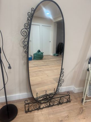 Espejo ovalado forja negro con colgador 1,50x55