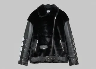 Giacca ecopelle e pelliccia sintetica