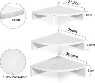 Estantería Esquinera Madera Blanca 30cm (3 Unidade