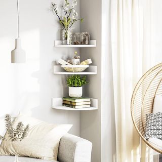 Estantería Esquinera Madera Blanca 30cm (3 Unidade