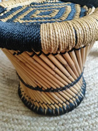 Taburete étnico bambú y yute