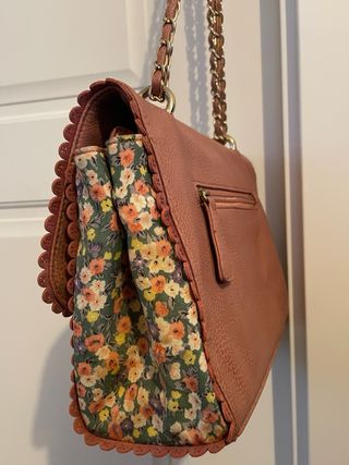 Bolso rosa vintage cadena estampado floral