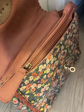 Bolso rosa vintage cadena estampado floral