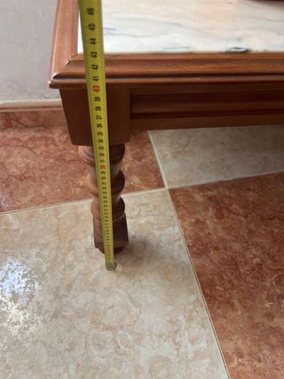 Mesa auxiliar madera y mármol